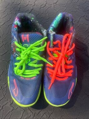 Melo Puma Kids Galaxy Sneakers with Neon Green & Neon Red Laces